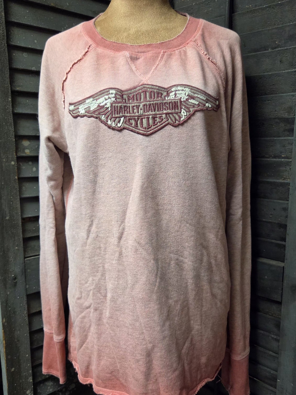 Harley-Davidson Women's Faded Pink Crewneck Sweatshirt with Winged Logo